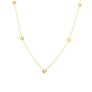 Stationed Heart Diamond Necklace