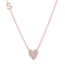 Load image into Gallery viewer, Pave Diamond Heart and Initial Necklace
