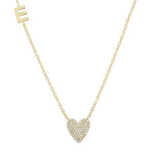 Load image into Gallery viewer, Pave Diamond Heart and Initial Necklace

