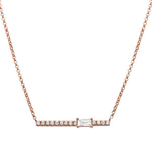 Bar Necklace with Baguette