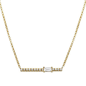 Bar Necklace with Baguette