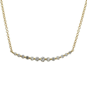 Graduated Diamond Curved Bar Necklace