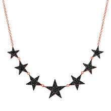 Load image into Gallery viewer, Graduated Black Diamond Star Necklace
