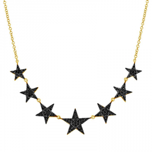 Graduated Black Diamond Star Necklace