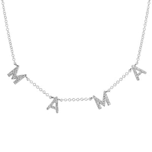 Pave Diamond Stationed Mama Necklace
