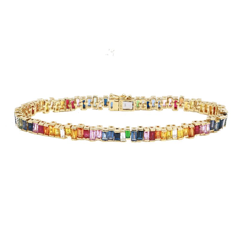 Colored Stone Baguette Tennis Bracelet