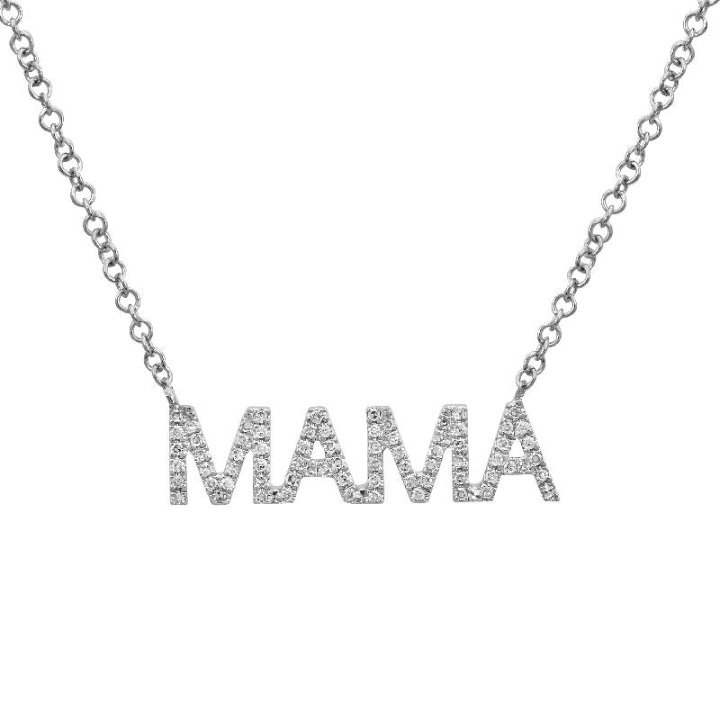Pave Diamond Block Mama Necklace