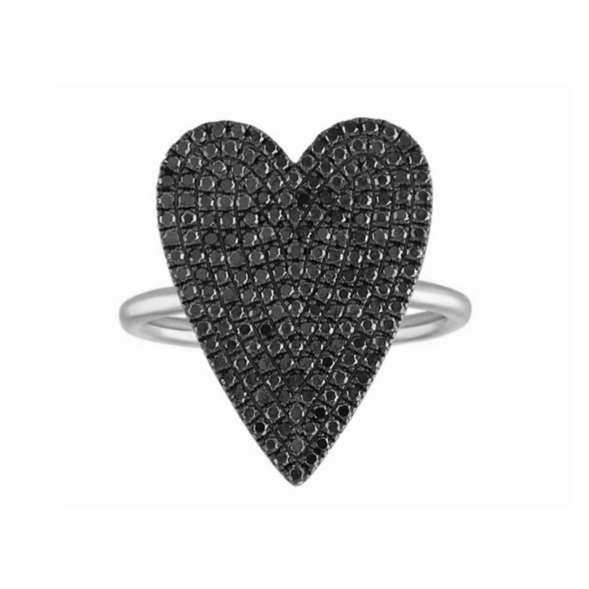 Large Black Diamond Heart Ring – Suzy B Jewelry