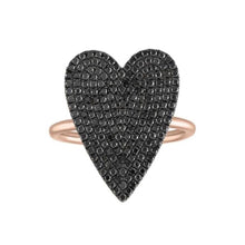 Load image into Gallery viewer, Large Black Diamond Heart Ring
