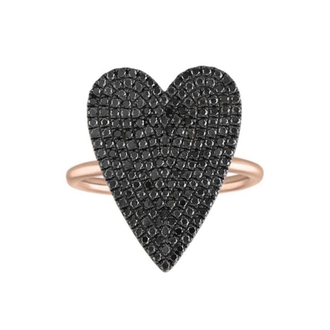Large Black Diamond Heart Ring