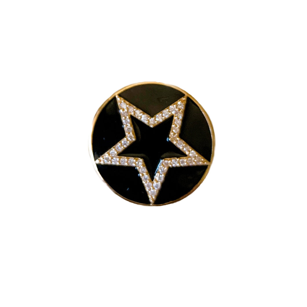 Enamel and Diamond Star Ring