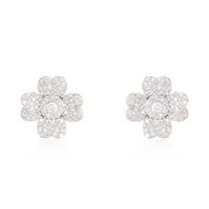 Flower Pave Diamond Earrings