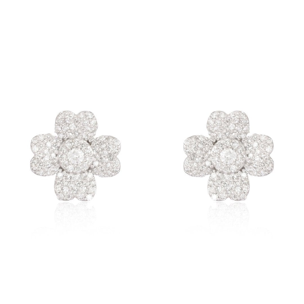 Flower Pave Diamond Earrings