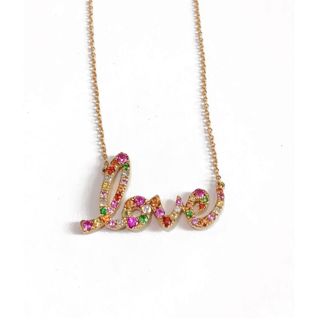 Rainbow Script Love Necklace
