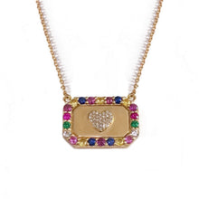 Load image into Gallery viewer, Heart Tag Necklace with Rainbow Border
