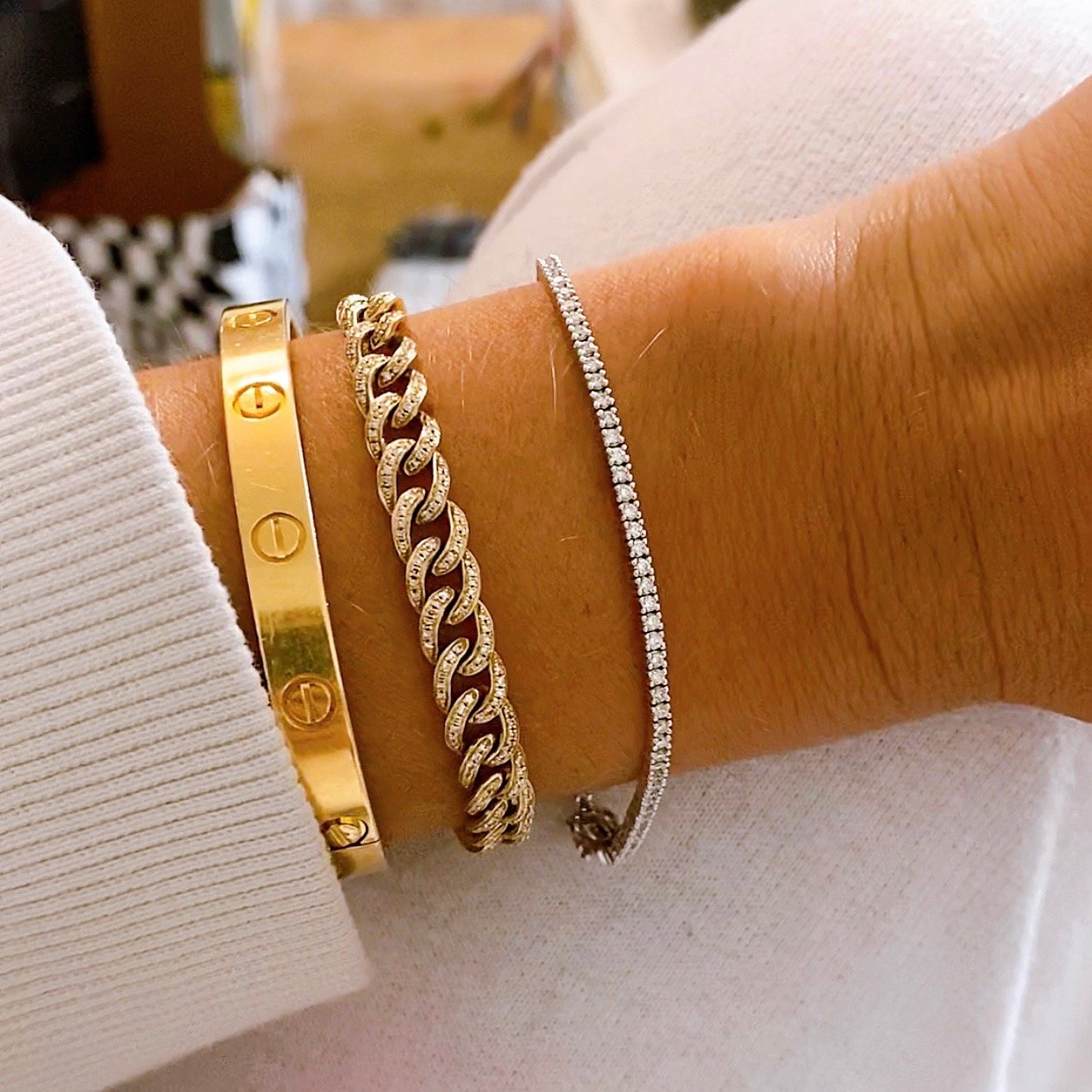 1 carat diamond tennis bracelet gold Outlet