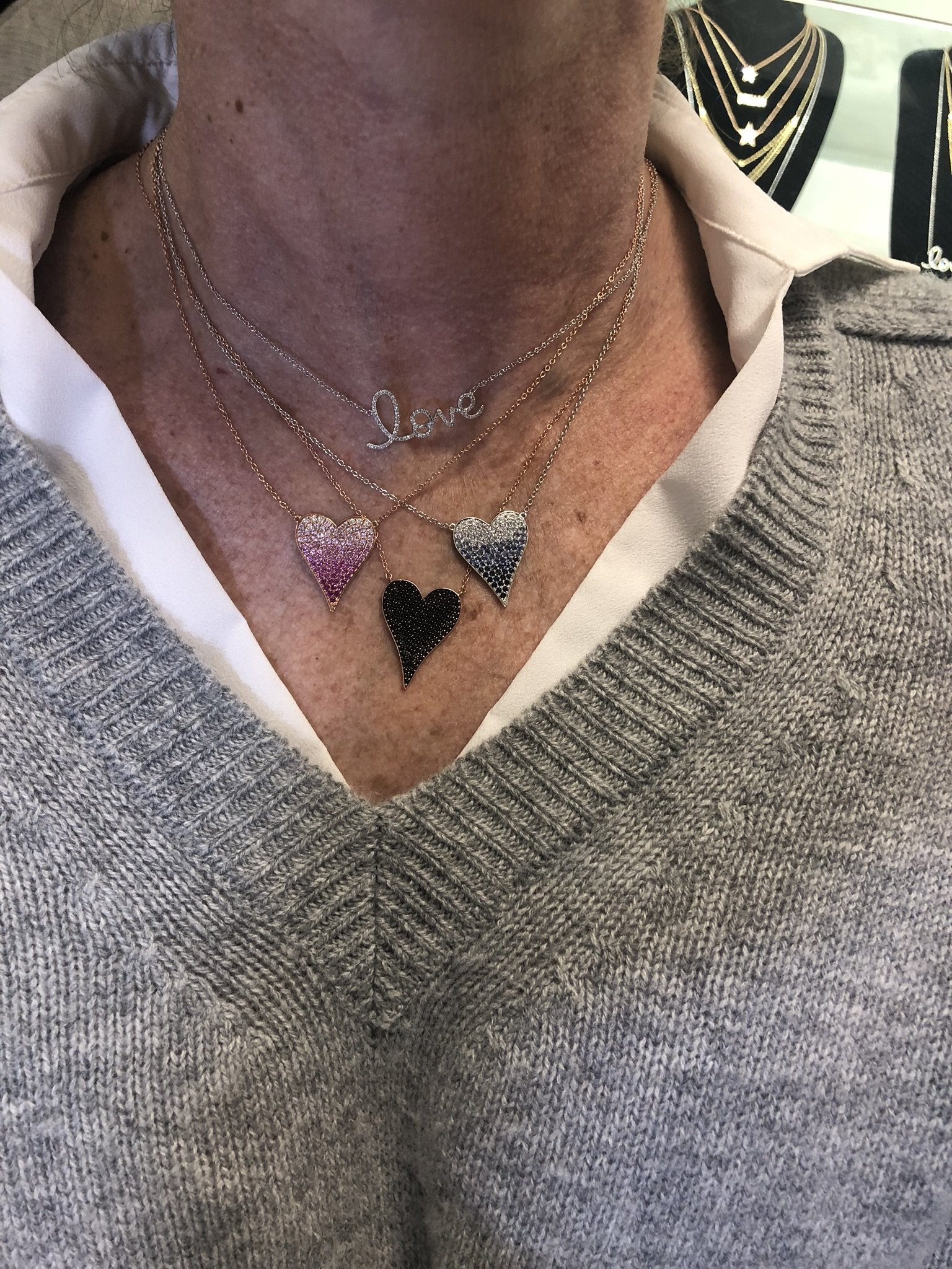 Diamond Large Heart Pendant - Nuha Jewelers