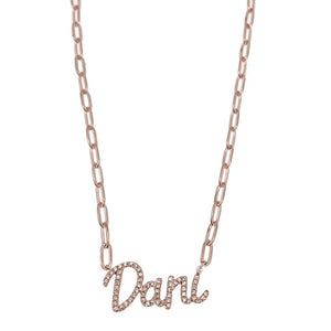Diamond Script Name Necklace on Link Chain