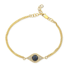 Load image into Gallery viewer, Blue Sapphire Double Chain Evil Eye Bracelet
