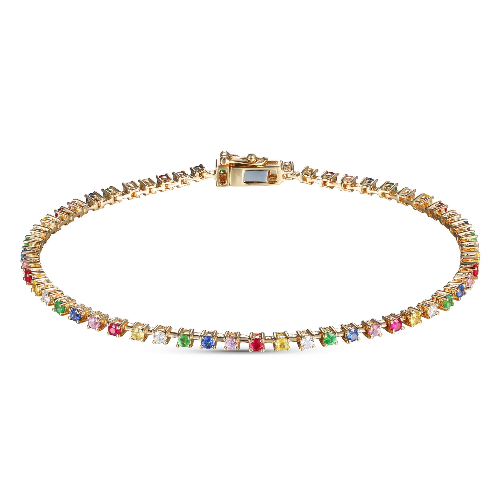 Rainbow gemstone tennis bracelet deals