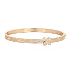 Pave Bangle With Pear Shaped Flower