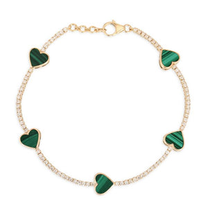 Malachite Heart Station Tennis Bracelet