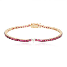 Load image into Gallery viewer, Gemstone Tennis Bracelet with Diamond Heart Center
