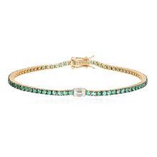 Load image into Gallery viewer, Gemstone Tennis Bracelet with Diamond Emerald Center
