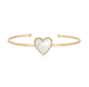 Pave Diamond Outlined Heart Cuff