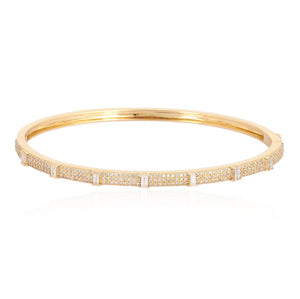 Small Pave Diamond Bangle With Baguette Stations