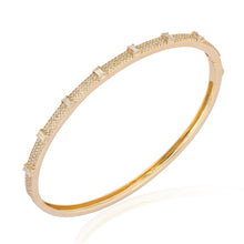 Load image into Gallery viewer, Small Pave Diamond Bangle With Baguette Stations
