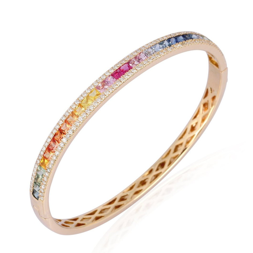 Rainbow Gemstone Bangle Bracelet
