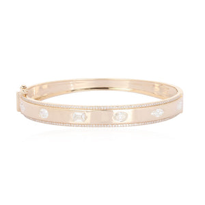 Pave Outlined Bangle With Fancy Shape Inlay