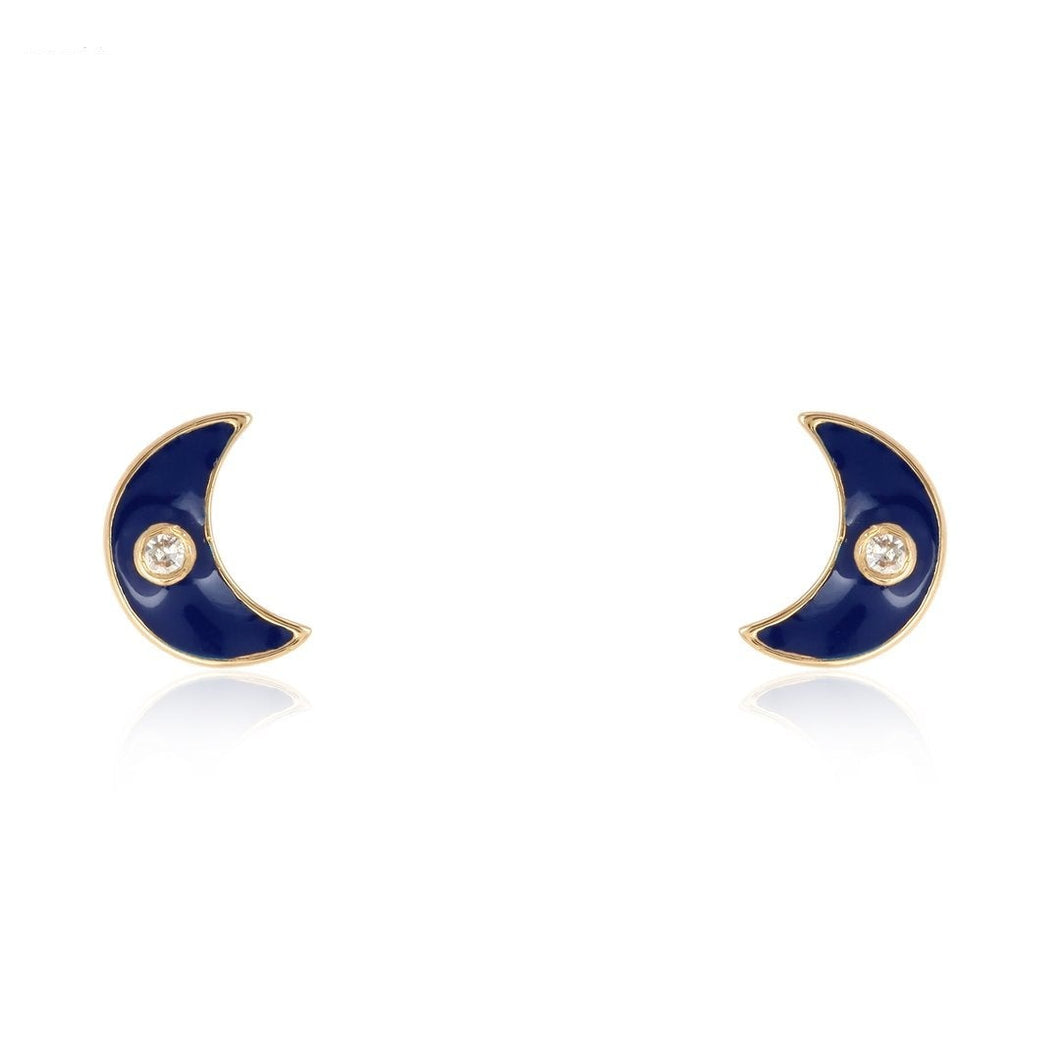 Enamel Moon Earrings