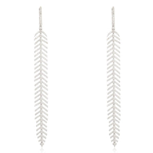 Pave Diamond Feather Earrings