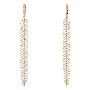 Pave Diamond Feather Earrings