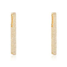 Load image into Gallery viewer, Pave Diamond Rectangle Hoop Earrings
