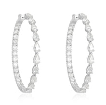 Load image into Gallery viewer, Half Pear Half Round Inside Out Diamond Hoops
