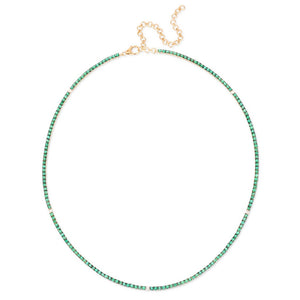 Gemstone with Stationed Diamonds Tennis Necklace