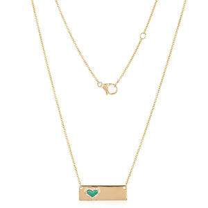Bar Necklace With Gemstone Heart