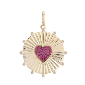 Gold Medallion With Ruby Heart Charm