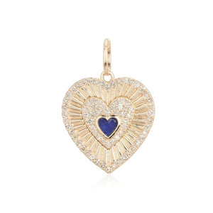 Diamond Heart Charm With Lapis