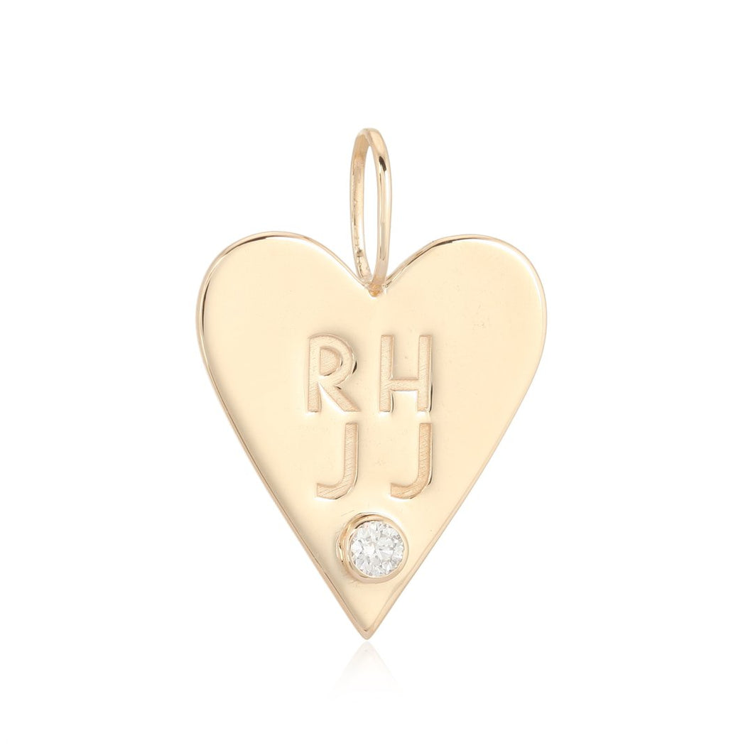 Engraved Gold Heart Charm