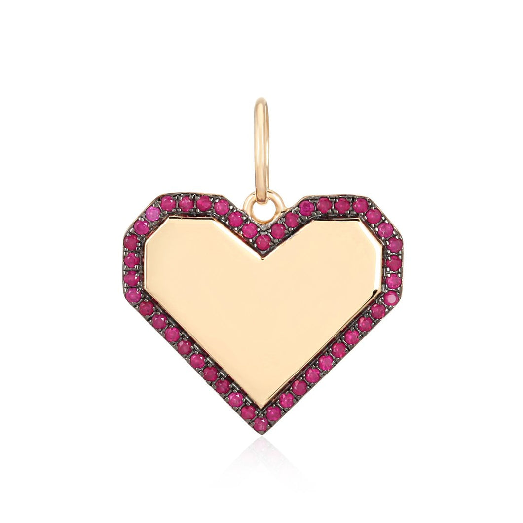 Heart With Ruby Outline Engravable Charm