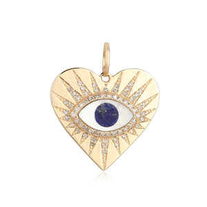 Gold Heart With Evil Eye Charm