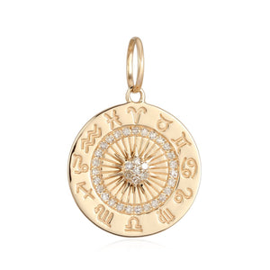 Sun and Zodiac Signs Medallion Charm