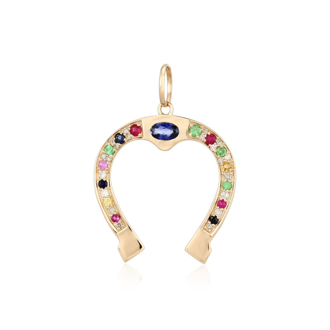 Multi Sapphire Horse Shoe Charm