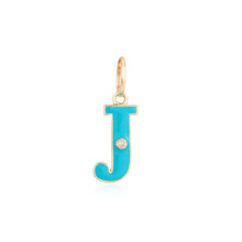 Load image into Gallery viewer, Enamel Initial Charm with Diamond
