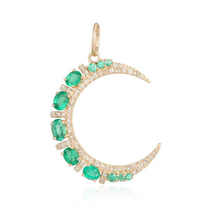 Emerald and Diamond Moon Charm