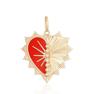 Textured Heart and Enamel Charm